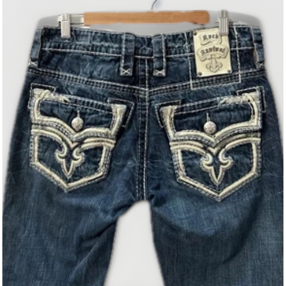 Mens Rock Revival Carl Boot Cut Jeans Sz 31 Real Flap Pockets 31x31 NICE